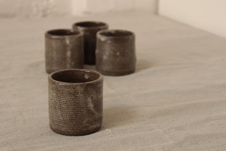 set of cups, no handles, coffee mug, coffee cups, coffee, hand made, ceramics, natural, ryan Bryant, the ryan co. image 3
