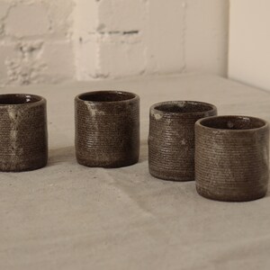 set of cups, no handles, coffee mug, coffee cups, coffee, hand made, ceramics, natural, ryan Bryant, the ryan co. image 5