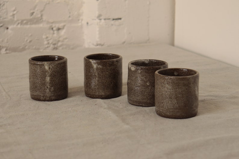 set of cups, no handles, coffee mug, coffee cups, coffee, hand made, ceramics, natural, ryan Bryant, the ryan co. image 5