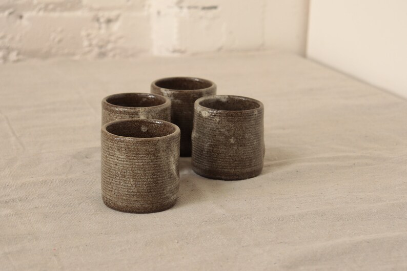 set of cups, no handles, coffee mug, coffee cups, coffee, hand made, ceramics, natural, ryan Bryant, the ryan co. image 2