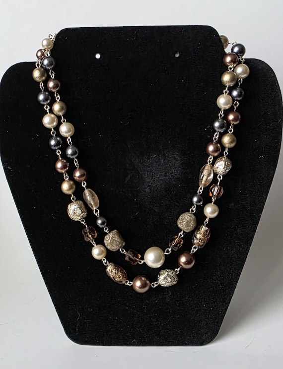 Vintage Japan Beaded Necklace, Faux Pearl & Lucite, 1950s Costume Jewelry