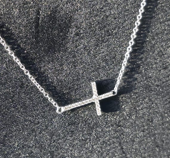 Lafonn Lassaire Simulated Diamond Cross Necklace, Sterling Silver