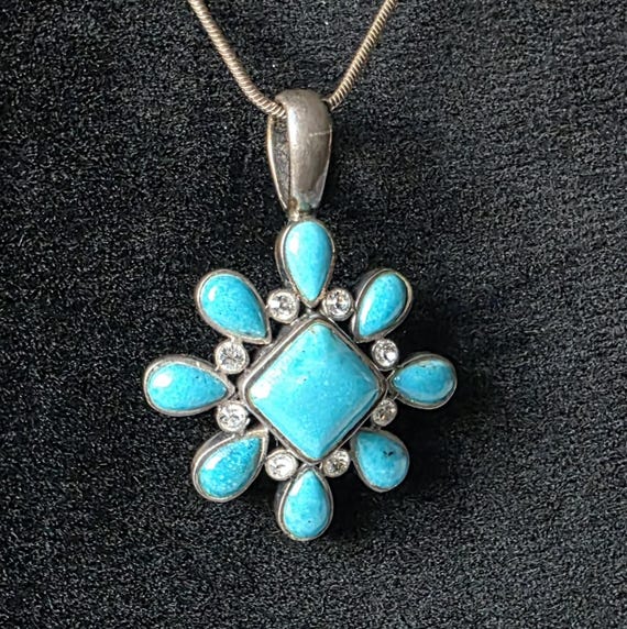 Barse Sterling Silver Turquoise - Pendant Necklace – Heavy 925 Statement Natural Blue Gemstone