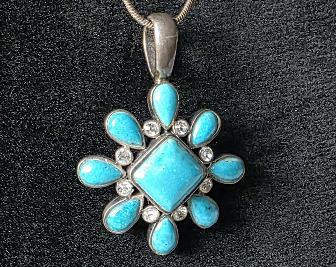 Featured listing image: Barse Sterling Silver Turquoise - Pendant Necklace – Heavy 925 Statement Natural Blue Gemstone