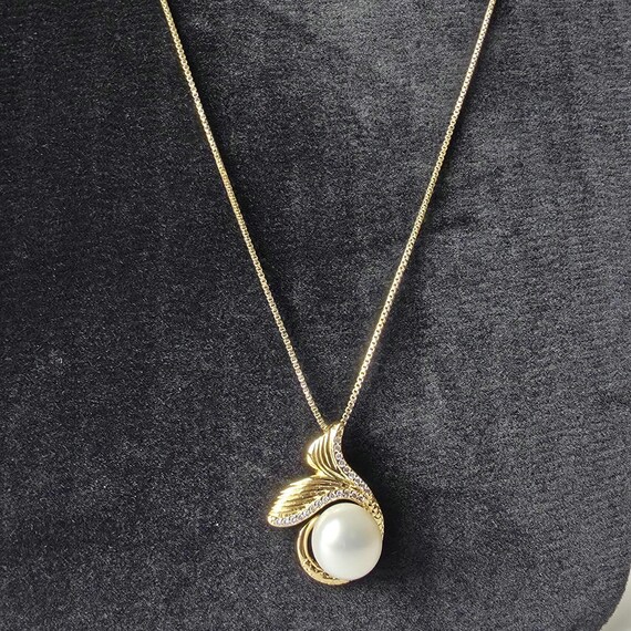 Vintage Vermeil Pearl Necklace • Sterling Silver Danecraft Chain