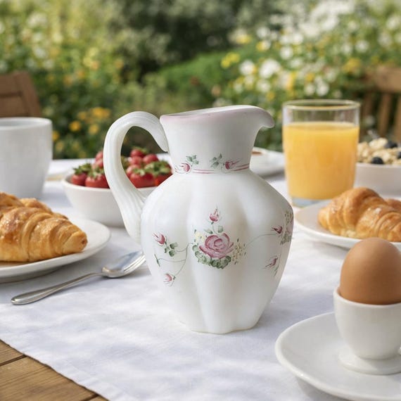 Fenton Signed Satin Glass Creamer – D.G. McCormick Hand Painted Roses, 1970s Vintage