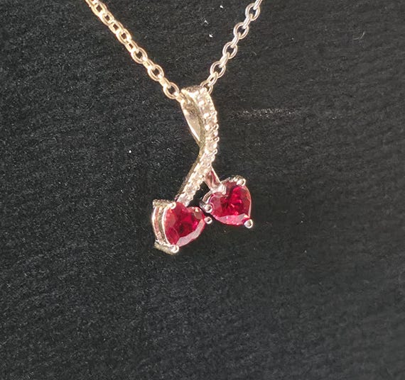 Garnet Double Heart Sterling Silver Necklace • January Birthstone