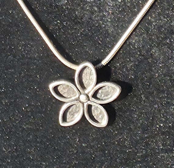 Barse Sterling Silver Flower Pendant Necklace • Hammered Petal Design
