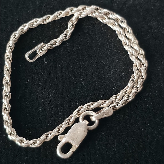 Italian Marked Sterling Silver Twisted Rope Chain Bracelet • 925