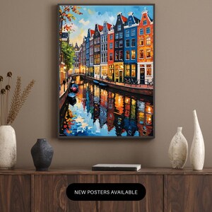 Amsterdam Canal Houses Poster, Amsterdam Wall Art, Amsterdam Art, Canal Houses Wall Art, Printed on Premium Matte Paper Poster
