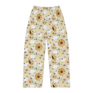 Pyjamabroek met zonnebloem en buitenaards bloemenpatroon | All-over print