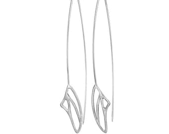 Earrings Long Silver Butterfly. Sterling Silver