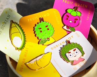 Durian Series Enamel Pin, Tropical Fruit, Durian Charm, Fruit Enamel Pin. Malaysian Food, Exotic Fruit, Asian Art. Souvenir & Gift Idea.