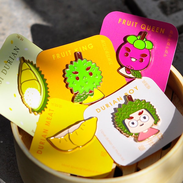 Durian Series Enamel Pin, Tropical Fruit, Durian Charm, Fruit Enamel Pin. Malaysian Food, Exotic Fruit, Asian Art. Souvenir & Gift Idea.