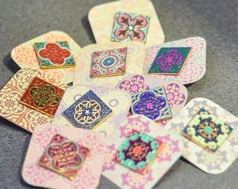Peranakan Patterns Magnets & Pins. Malaysian Culture Singapore. Asian Art Peranakan. Asian Pattern. Gift Ideas. Fridge Magnet Enamel.