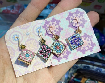 Peranakan Tile Pattern Earring/ Pendant/ Necklace | Malaysia & Singapore Pattern Art