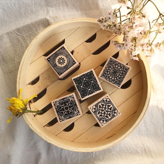 Peranakan Wooden Rubber Stamp Set | Journal scrapbooking | Bullet Journal | Singapore & Malaysia Art Culture | Vintage Stationery