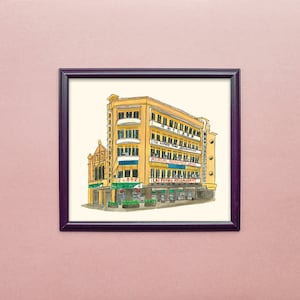 Lai Foong Restaurant Malaysian Shophouse, illustration print wall art asian. Watercolor paint art original. Dining Room Wall Decor Prints.