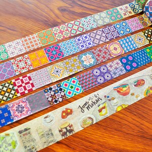 Malaysische Kunst Washi Tape Set, Muster Washi Tape Planner Sticker Sheets Peranakan Fliese Art Deco Papier Wrapping Sticker Bujo Culture Sticker