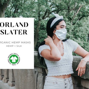 Organic Silk Hemp Face Mask Filter Pocket | White | Wedding | Linen look | Washable | Bridal | Adjustable | Sustainable