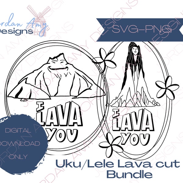 UKU & LELE BUNDLE Volcano Cut file, Uku/Lele, svg, png, I lava you, couples shirt