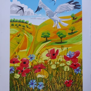 Original linocut &#39;High Summer&#39; Edición de 15.