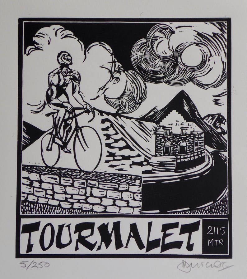 Original linocut print 'Col du Tourmalet'. Edition of 250 image 1