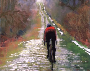 Limited edition fine art print of original pastel painting ‘Paris-Roubaix, Trouée d’Arenberg’