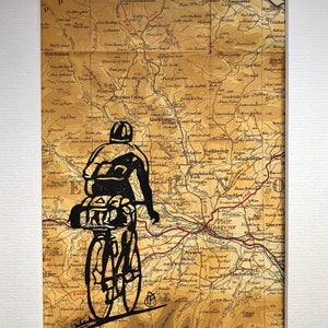 Diverses gravures en linogravure sur la carte vintage de Barthélémy. Pays de Galles