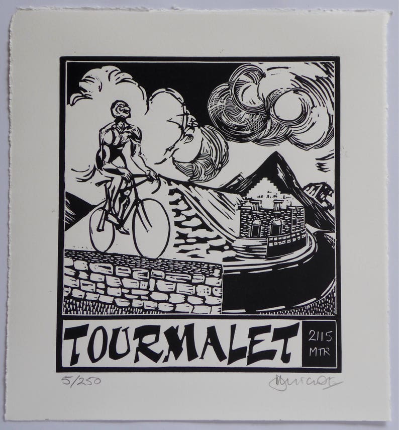 Original linocut print 'Col du Tourmalet'. Edition of 250 image 2