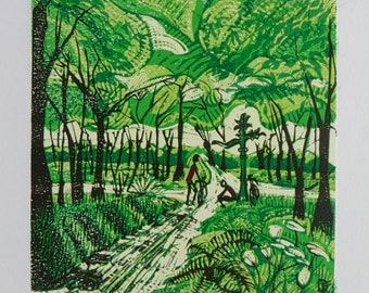 Original linocut print. 'At the crossroads' edition of 18.