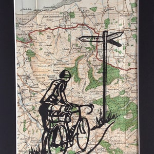 Diverses estampes en linogravure sur une carte de l'Ordnance Survey de 1918, « Bridgewater & Quantocks »