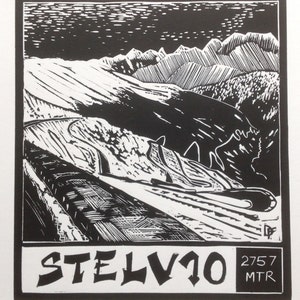 Original linocut print &#39;Stelvio&#39;