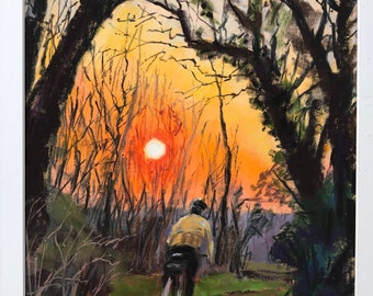 Original pastel painting. ‘Midwinter morning ride’.