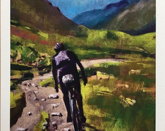 Limited edition fine art print of original pastel painting ‘Descending and alpine track’