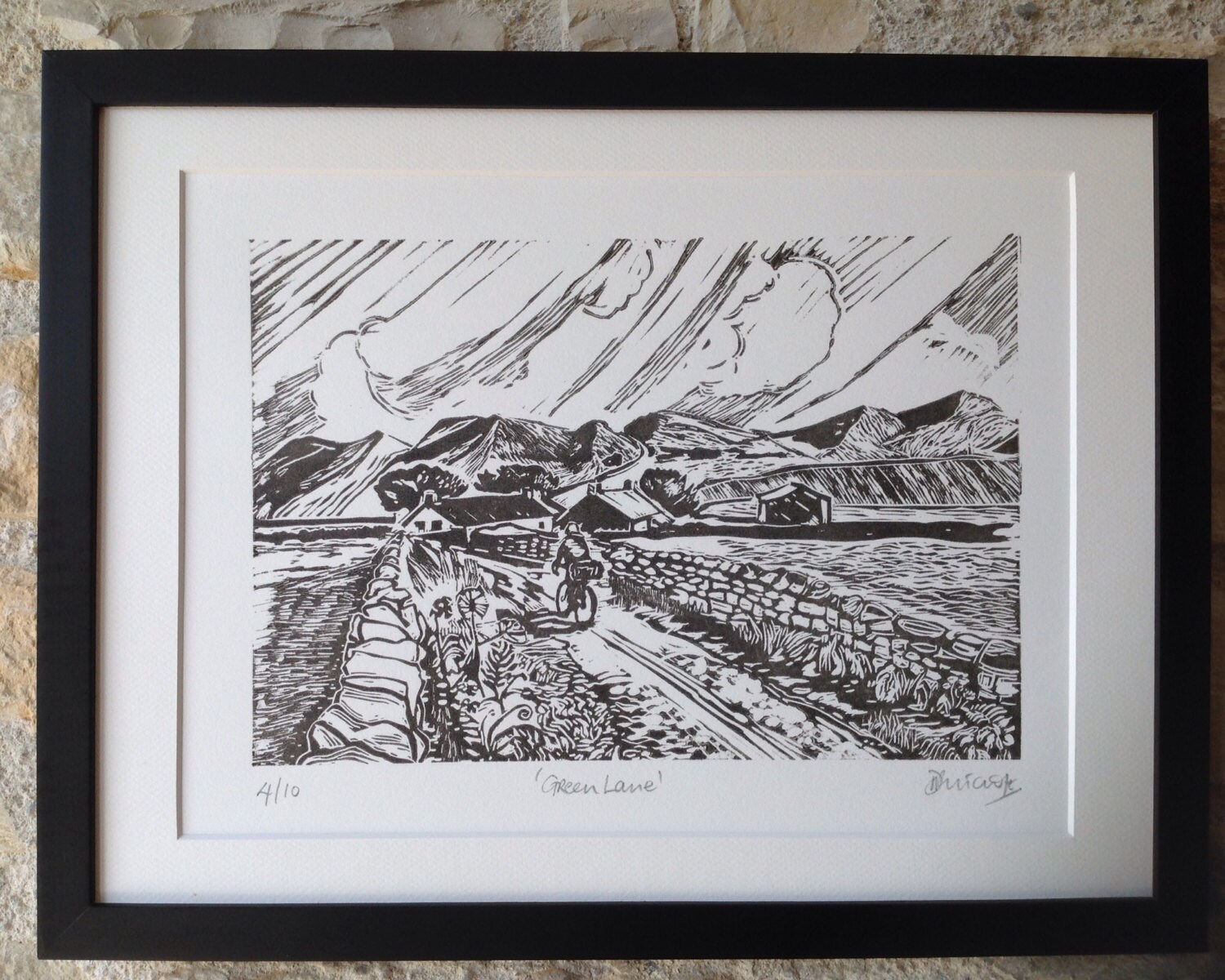 Handcrafted Linocut Print 'green Lane' Limited Edition Etsy