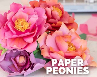 Peony Paper Flower SVG, Template & Printable Tutorial