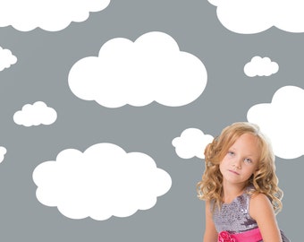 Cloud wall decals, Nursery sky themed decor, Cloud stickers