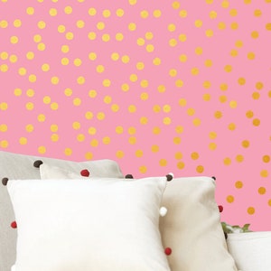 Polka dot wall decals, 120 Gold Polka dot stickers 1, Polka Dots decor, Nursery wall decor image 2