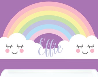 Pastel Rainbow wall decal, Personalized name Rainbow, Nursery rainbow Wall decal