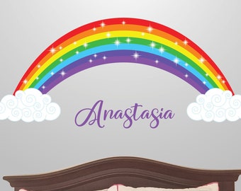 Rainbow with stars wall decal, Personalized name Rainbow, Nursery decor