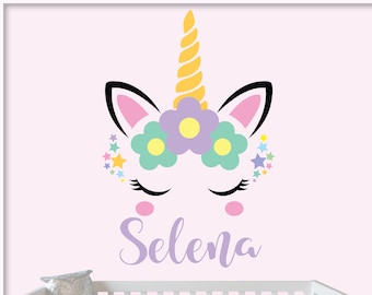 Unicorn wall decal -  Personalized Girls name -  Nursery wall art