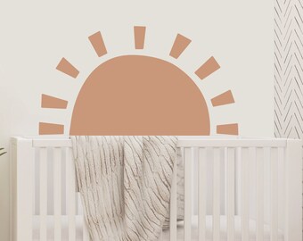 Boho Sun decal, Boho Half Sun wall sticker, Sunset wall decor, modern  nursery decoration