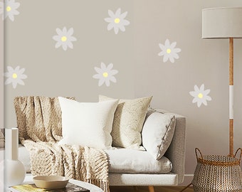 Daisy wall decals, Flower wall stickers, Girl nursery floral decor