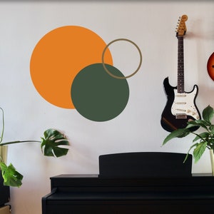 Circle Boho wall decals,  Minimalist Color Blocking wall stickers, Abstract interior design *