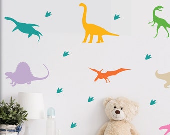 Pegatinas de dinosaurios, calcomanías de pared para habitación de bebé Dino Nursery, arte de pared de dinosaurios