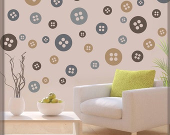 Sewing Buttons Wall Decals - Button sticker - Colorful button decals -  Polka dot decal