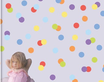 Polka dots wall decals - Pastel Rainbow dots - Polka wall decals - Set of 60 - Wall decal nursery