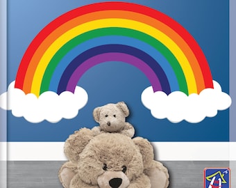 Rainbow wall decal with clouds, Nursery Rainbow decor, Rainbow wall sticker