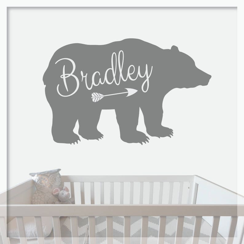 Personalized Bear Name Wall Decal Baby Boy Nursery Wall Etsy
